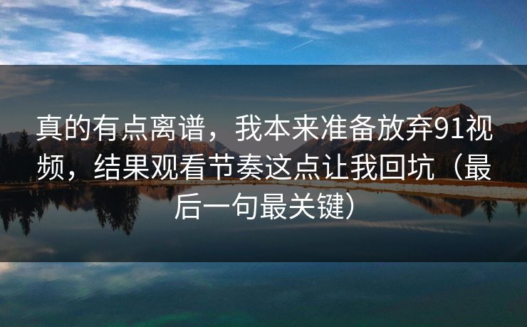 真的有点离谱，我本来准备放弃91视频，结果观看节奏这点让我回坑（最后一句最关键）