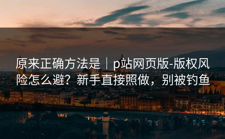原来正确方法是｜p站网页版-版权风险怎么避？新手直接照做，别被钓鱼