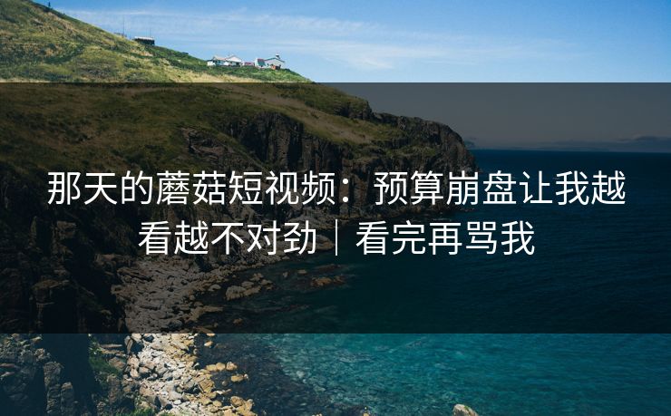 那天的蘑菇短视频：预算崩盘让我越看越不对劲｜看完再骂我